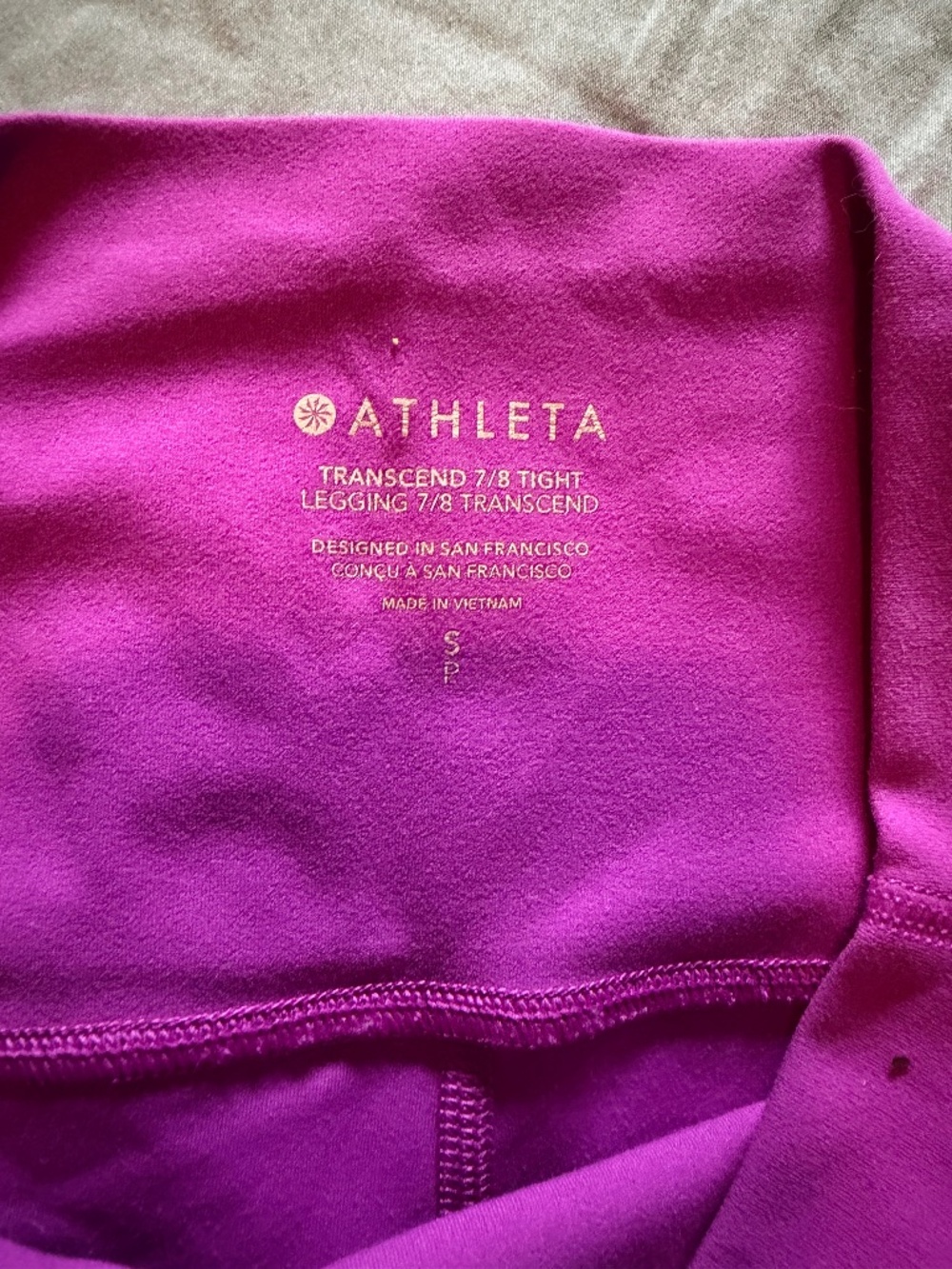 Athleta bright purple small transcend 7/8 length leggings